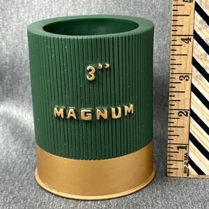 Vintage Rivers Edge 3" Magnum Shotgun Shell Can Koozie Green Gold Rubber 4.25"
